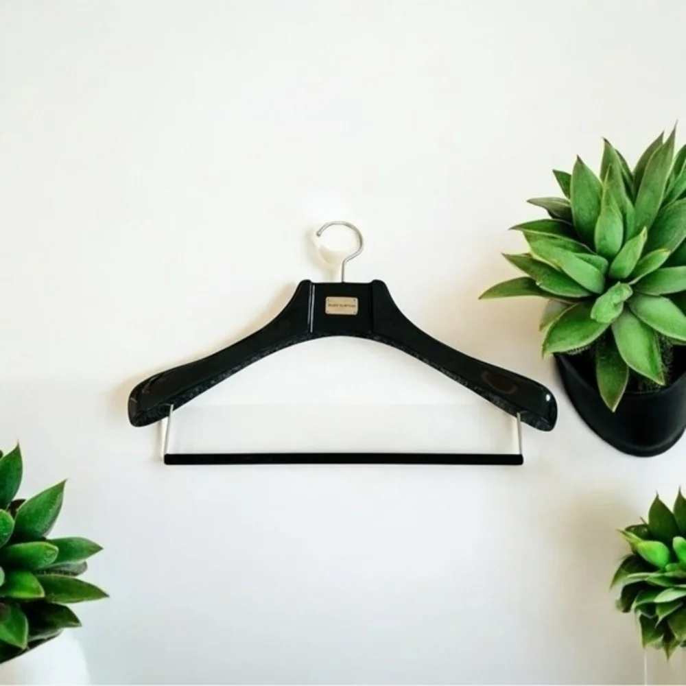 Luxury Suit Hanger Black Polished Wood Silver Plate ENZO Custom Clothes Hanger